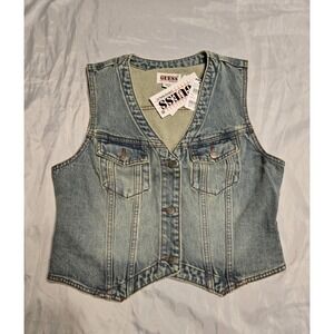 Guess Originals‎ Denim Vest Womens Medium Blue Western City Chic Quality